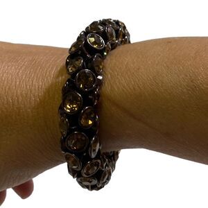 Women's Fossil Bronze Amber Tone Rhinestone Stretch Fashion Bracelet
